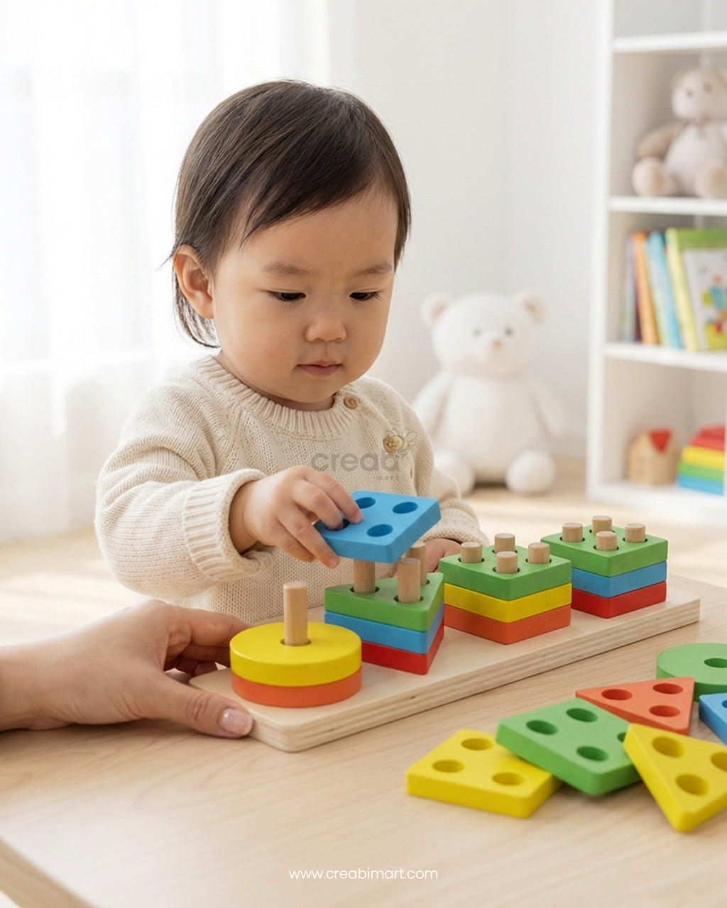 Wooden Geometric Shape Sorter & Counting Stacker