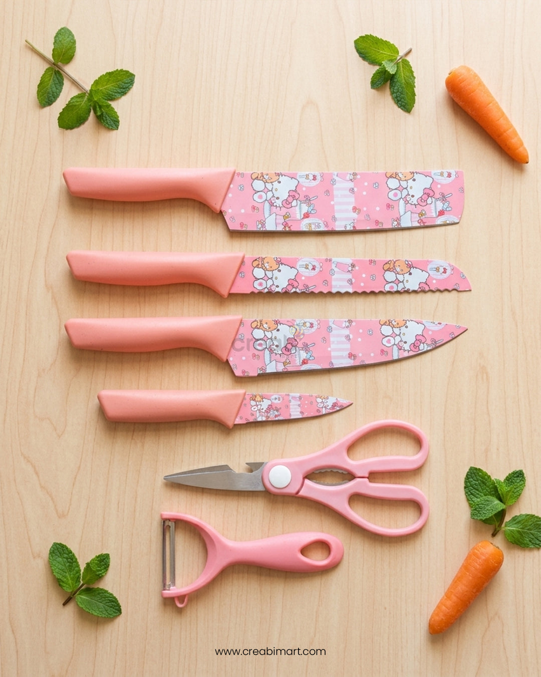 Printed Kitchen Knife Set – Multi-Purpose Stainless Steel Knives for Everyday Cooking