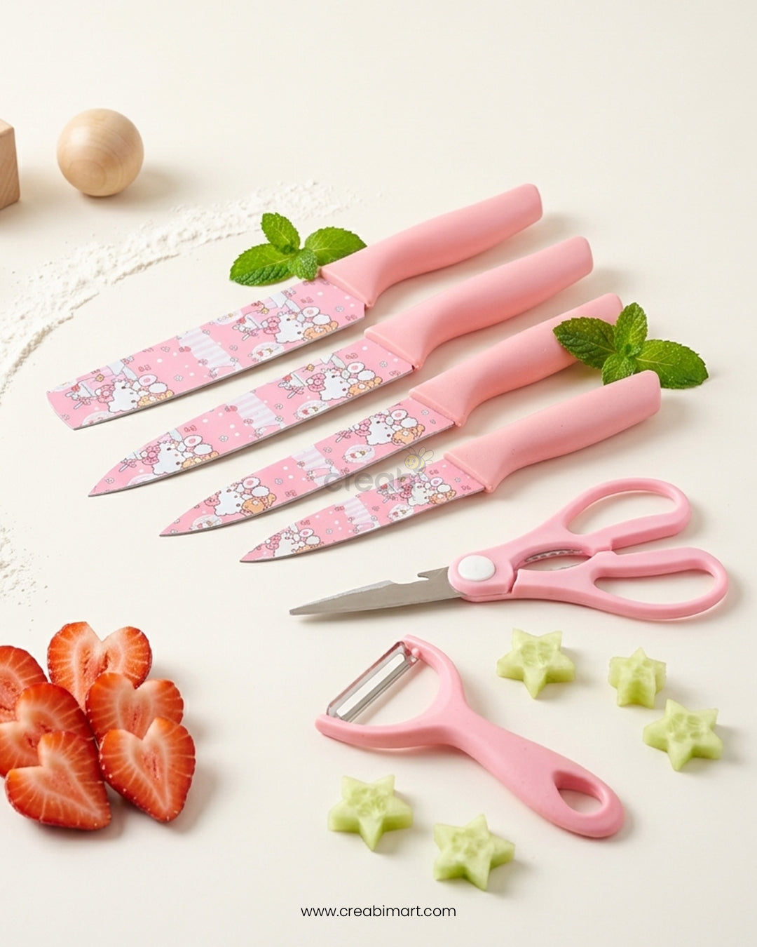 Printed Kitchen Knife Set – Multi-Purpose Stainless Steel Knives for Everyday Cooking